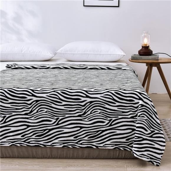 Oversized Flannel Fleece Velvet Blanket Throw Size(50x70 inch) - Zebra Pattern - Picture 4 of 6
